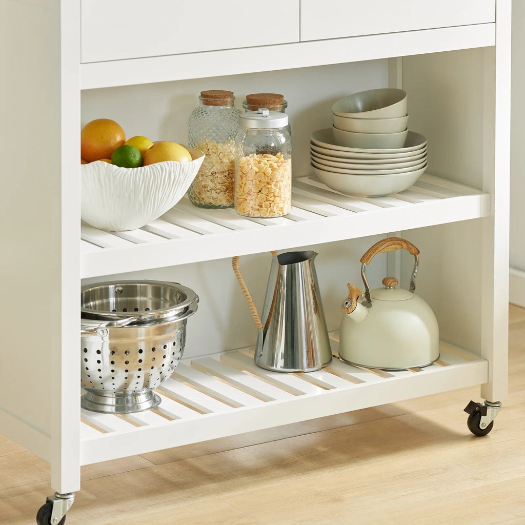 Penisola Cucina Piano di Lavoro per Cucina con 2 cassetti a 2 Ripiani L100*P60*A94CM Bianco FKW74-WN
