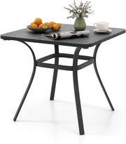 Tavolo da giardino 80 x 80 cm, quadrato in Metll con 4 gambe curve, tavolo da pranzo per 4 persone, tavolino per cortile e esterni