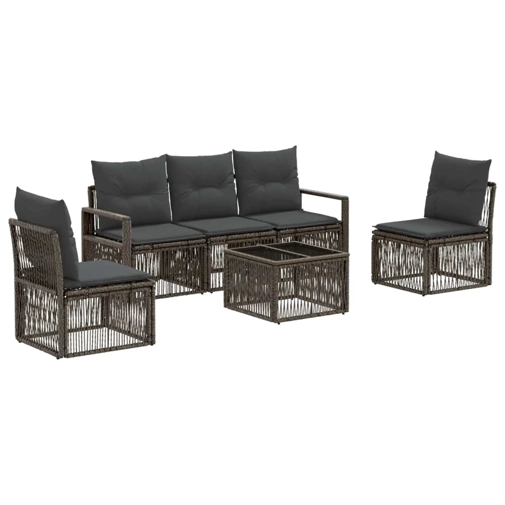 Set Divano da Giardino 6 pcs Grigio polyrattan 3435671