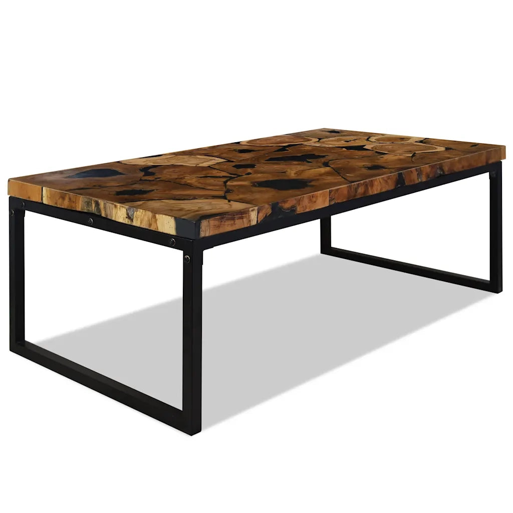 Tavolino da salotto | Tavolino da caff¨¨ | Tavolino da Soggiorno in Legno di Teak e Resina 110x60x40 cm