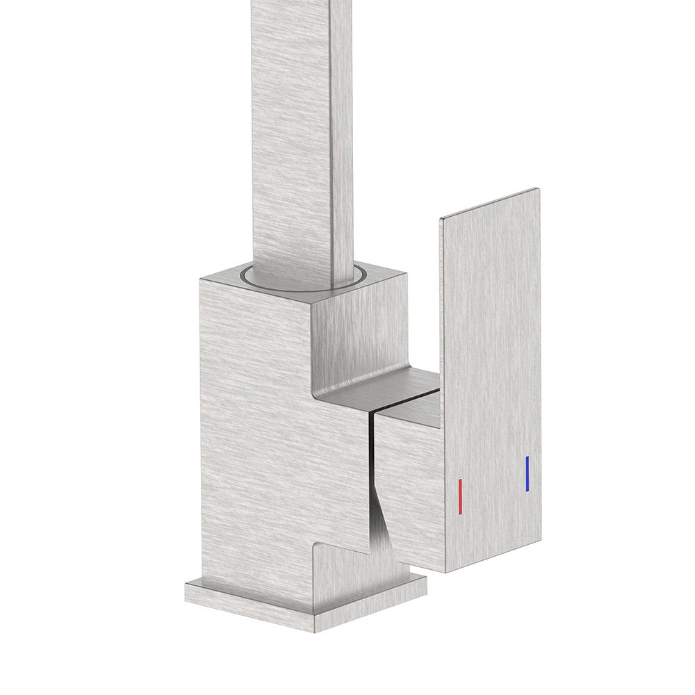 Rubinetto lavello bocca alta in acciaio spazzolato con risparmio acqua – Serie Manhattan