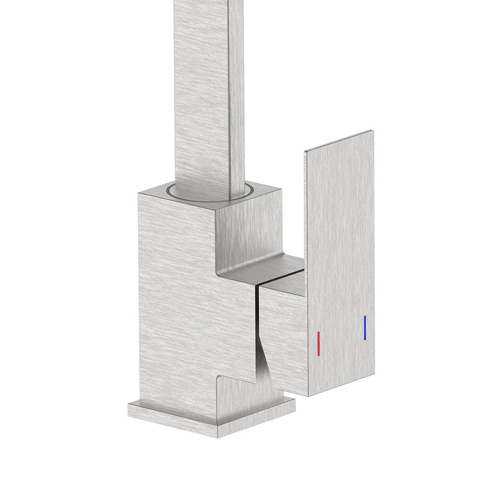 Rubinetto lavello bocca alta in acciaio spazzolato con risparmio acqua – Serie Manhattan