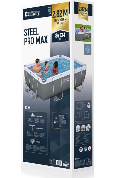 Piscina 56629 bestway fuori terra rettangolare power steel 282x196x84 cm capacità 3.662 lt