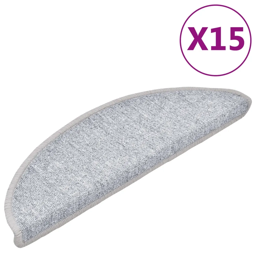 Tappetini per Scale 15 pz | Gradini per Scale Grigio Chiaro 56x17x3 cm