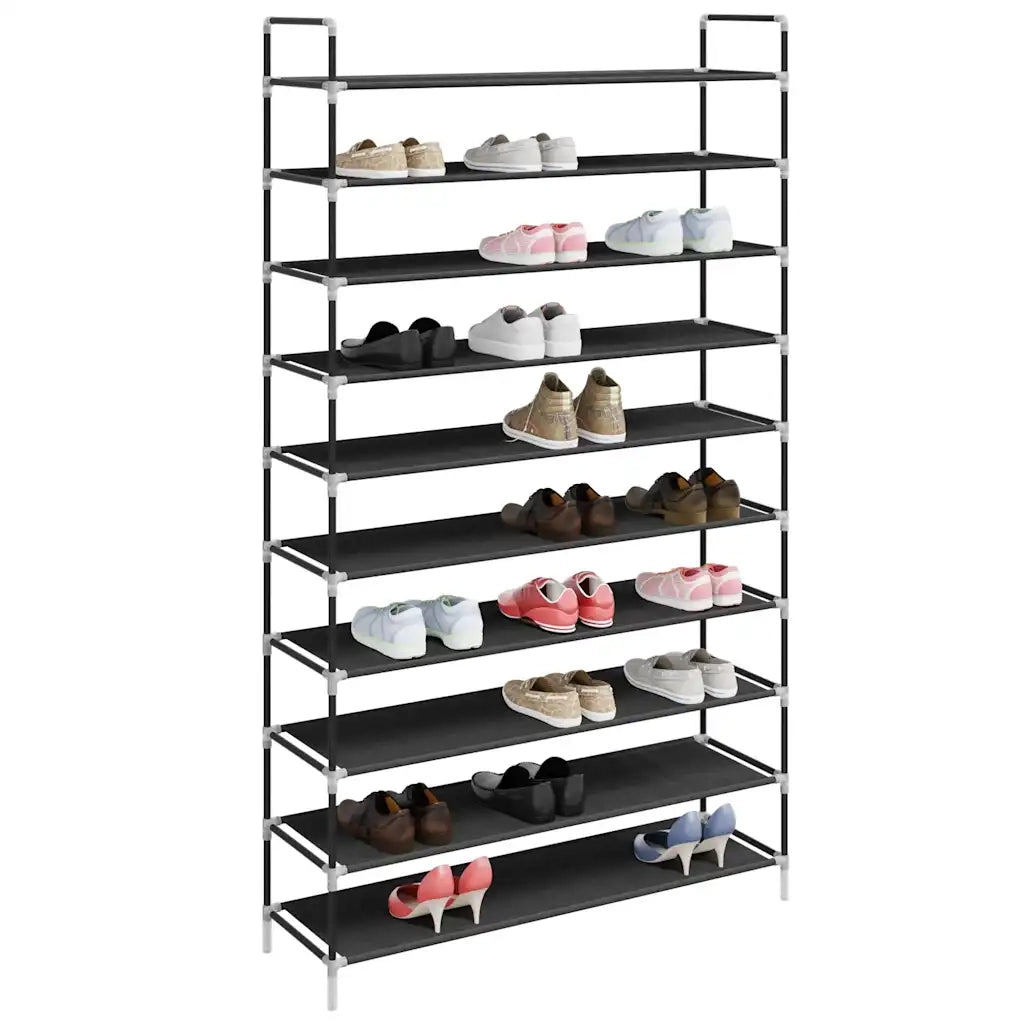 Scarpiera con 10 Ripiani Metallo e Tessuto Non Tessuto Nero cod mxl 53728