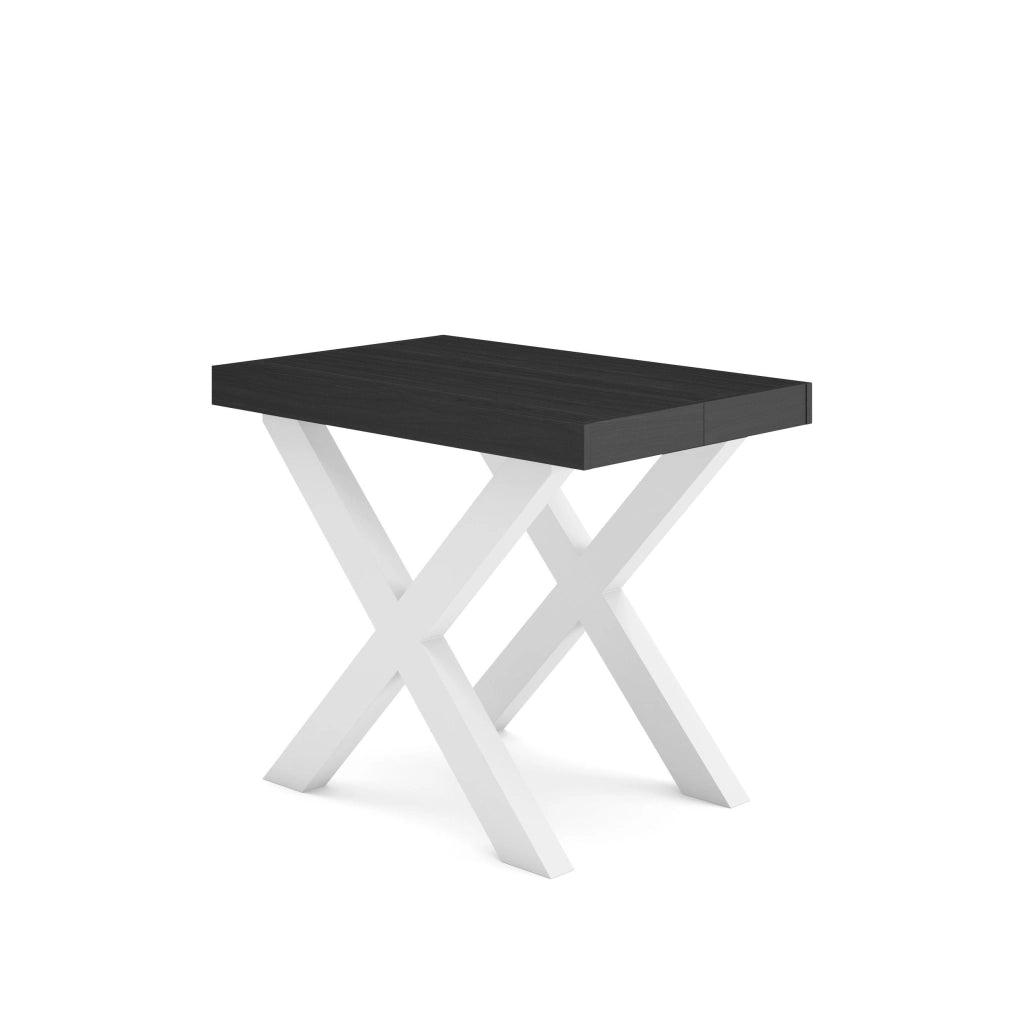 Consolle allungabile, 58 fino 262x90x73cm, Per 12 persone, Gambe in legno, Nero RF2810