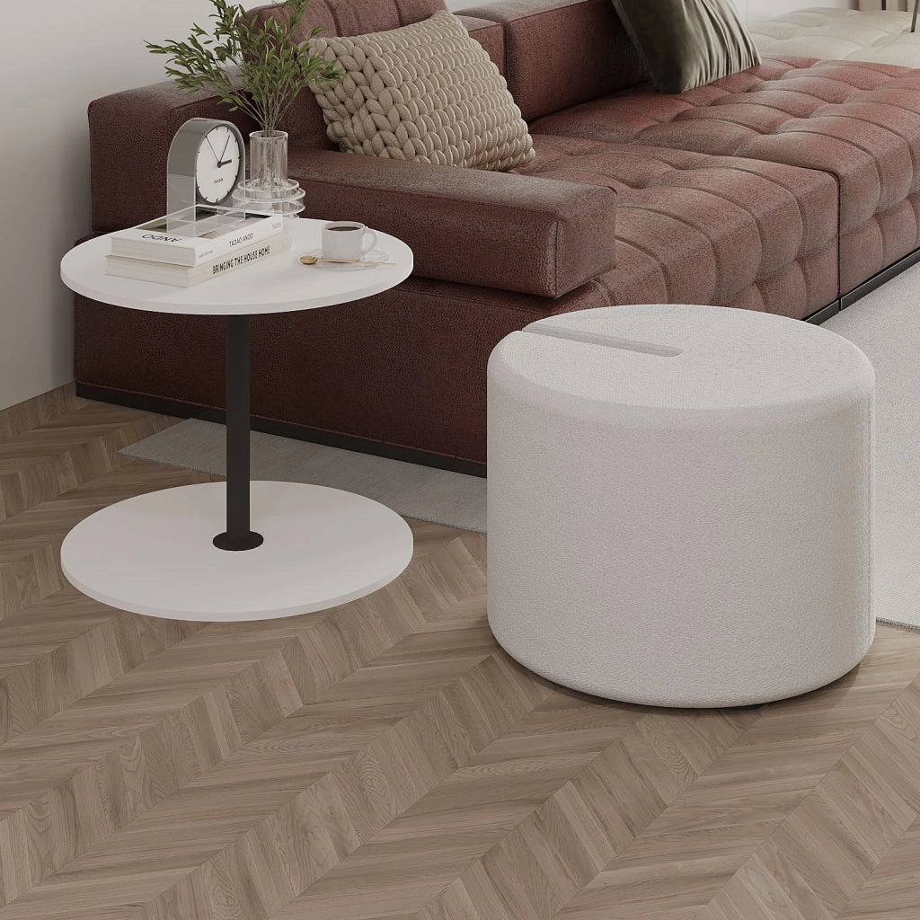 Tavolino "Vexana" con poggiapiedi in legno - 43 x 43 x 47 cm - Bianco
