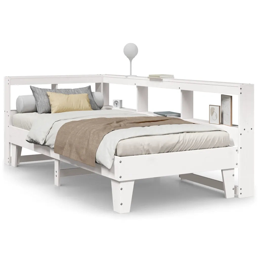 Letto con Libreria senza Materasso-Struttura Letto con contenitore 75x190 cm in Legno Pino 191370