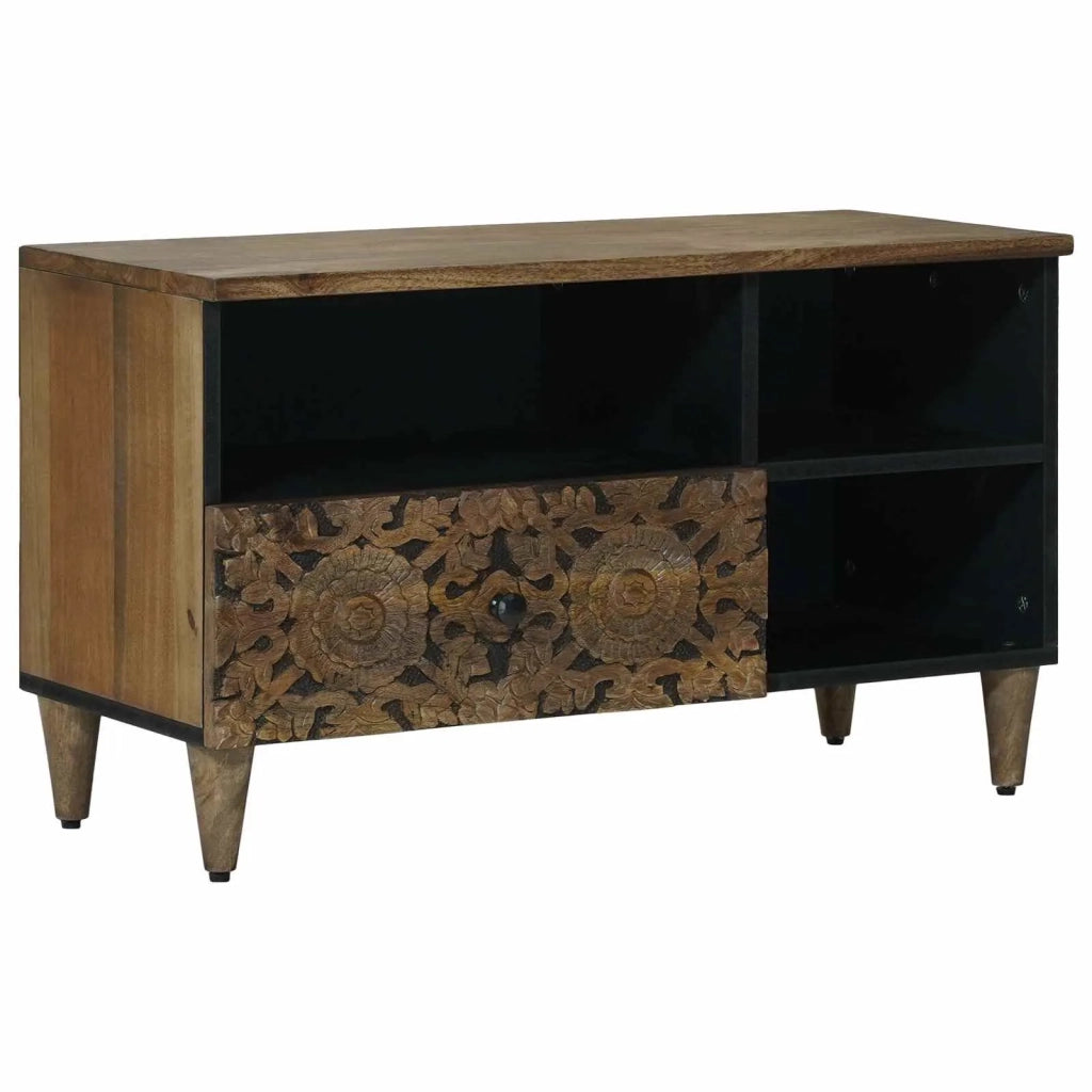 Mobile TV Marrone 80 x 33,5 x 46 cm Legno di mango massello 4018349