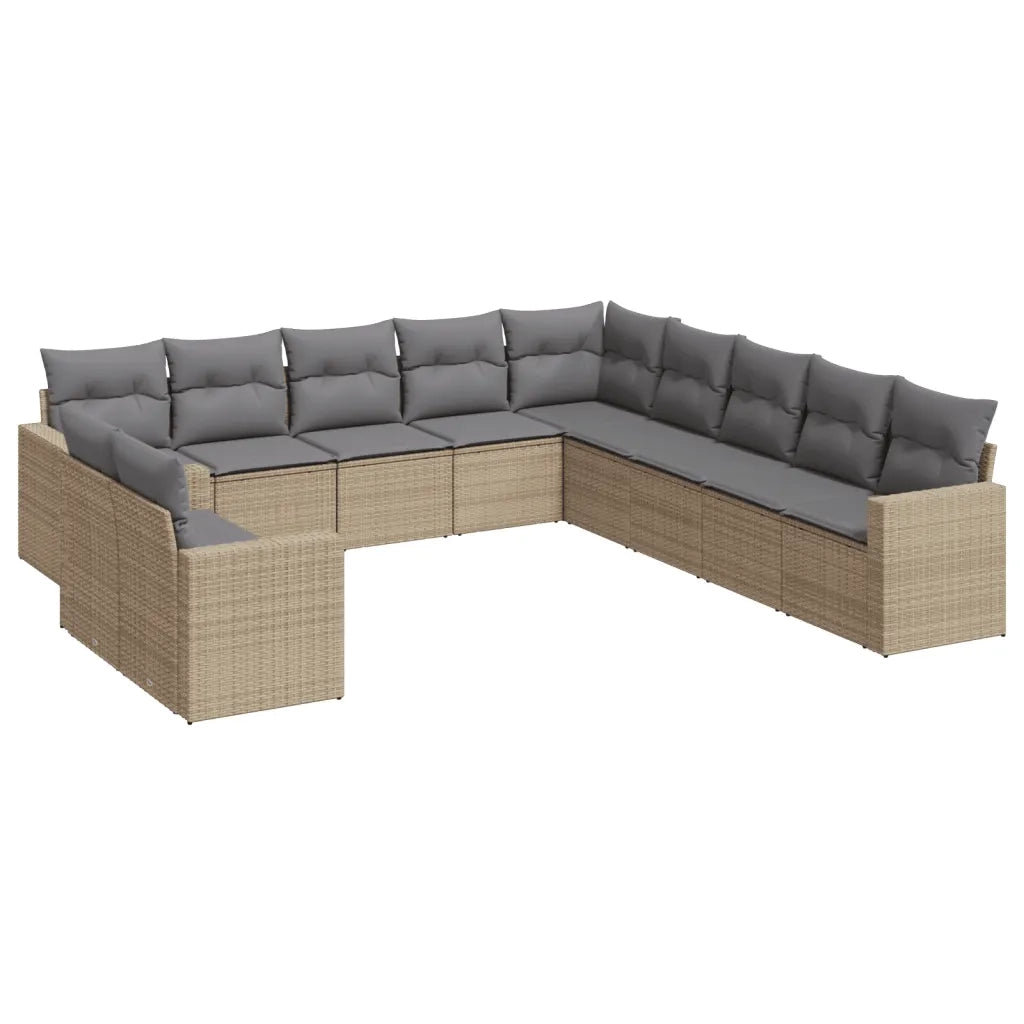 Set Divani da Giardino 11 pz con Cuscini Beige in Polyrattan 3251526