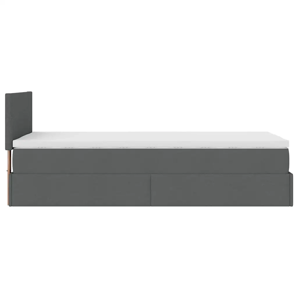 vidaXL Pouf Letto con Materasso Grigio Scuro 90x200 cm in Tessuto