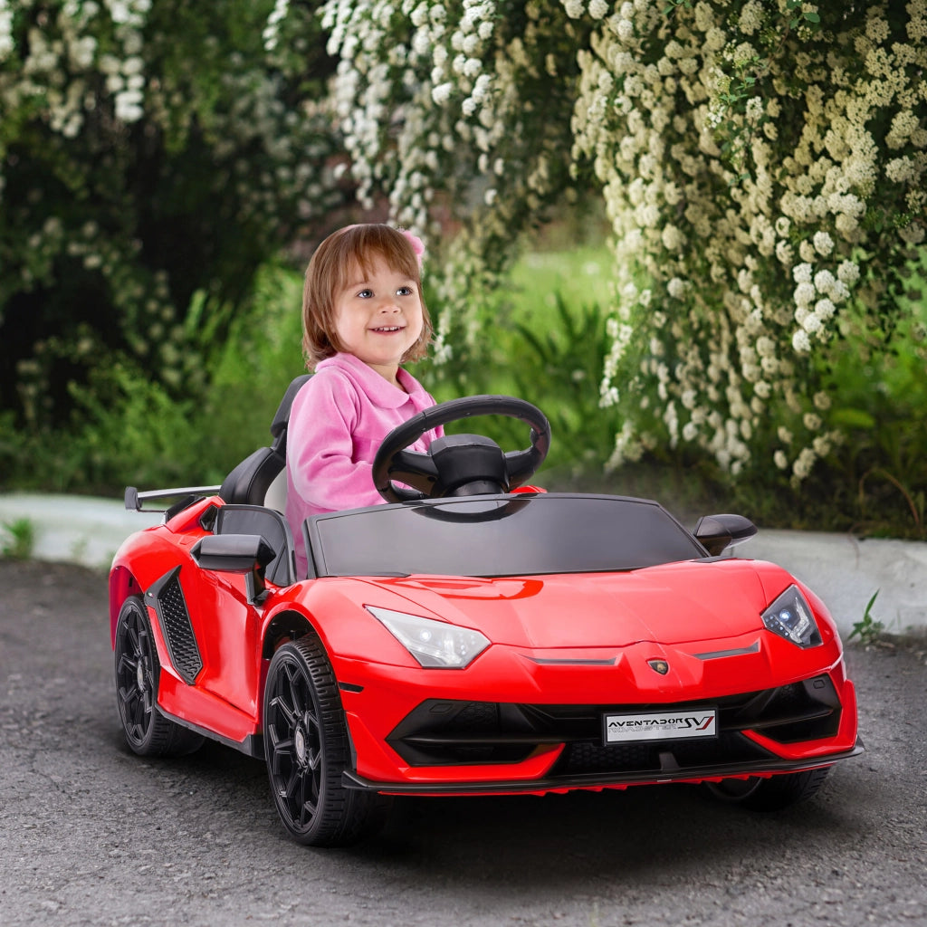 Auto elettrica per bambini Lamborghini Aventador SVJ 12V ¨C zephmum ¨C Rosso, Telecomando