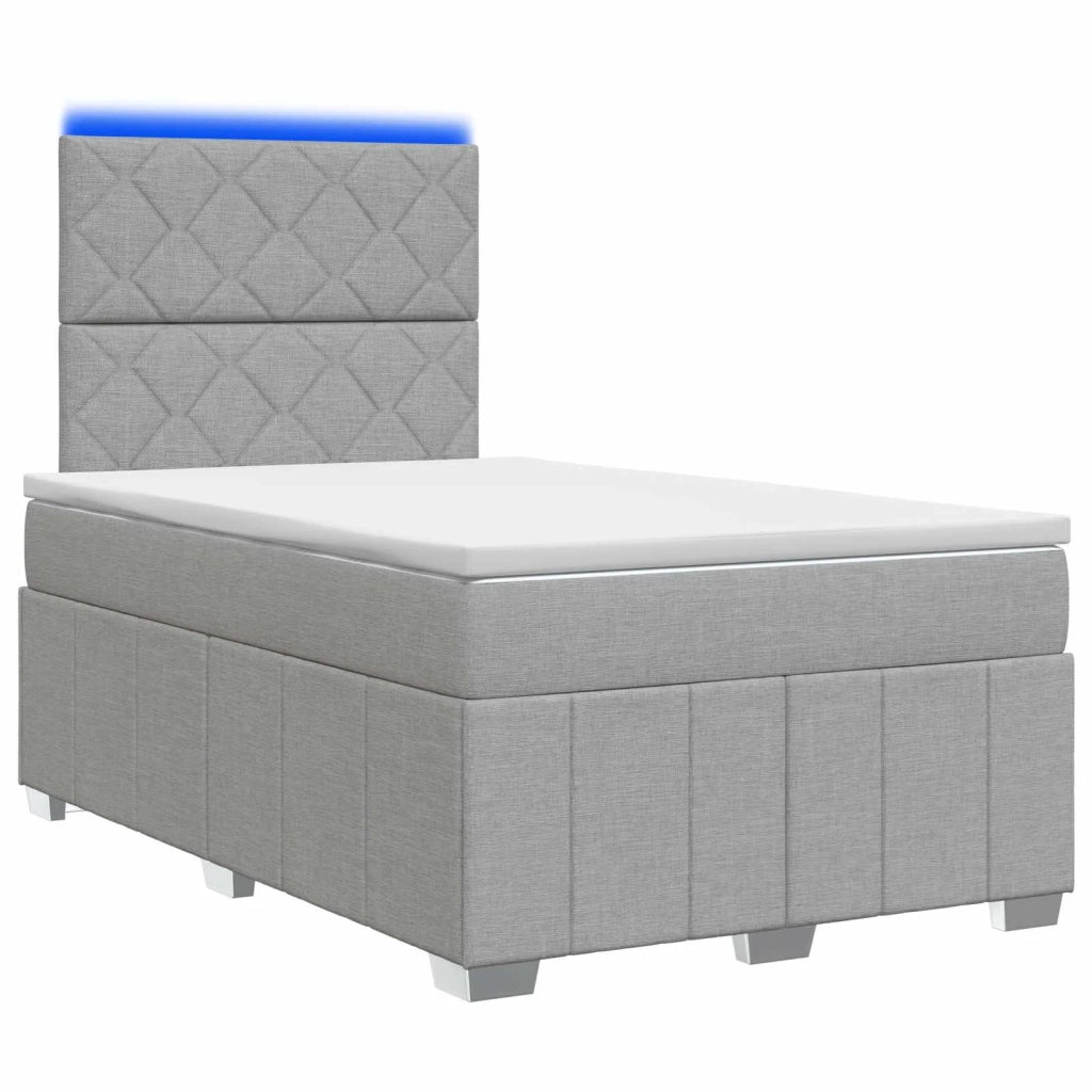Letto Box Spring LED con Materasso Grigio Chiaro 120 x 200 cm 3455584