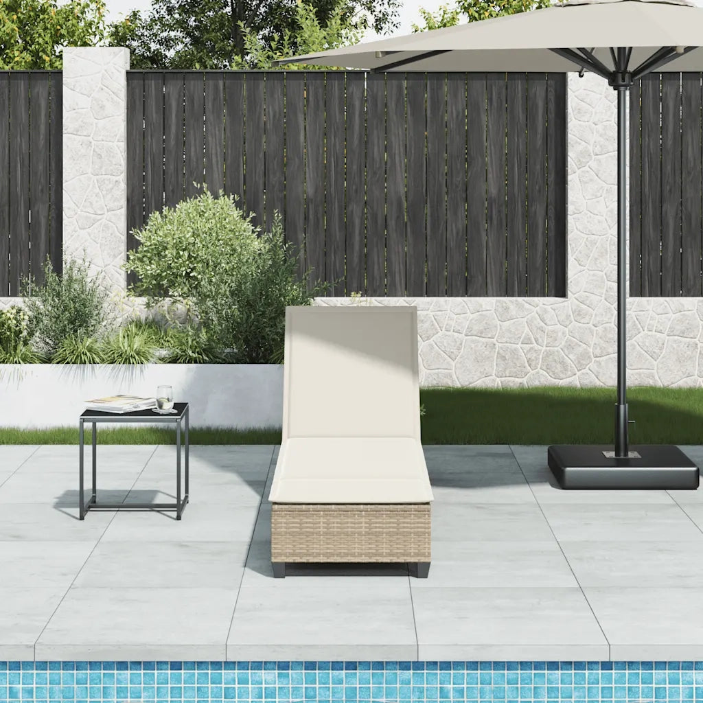 Lettino Prendisole con Cuscini Beige 55x200x25,5cm Polyrattan 4104097