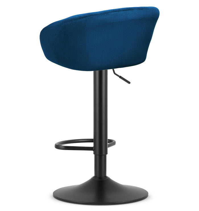 Sgabello in velluto VALORA EAST - Blu navy per soggiorno, cucina, sala da pranzo