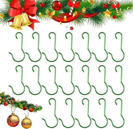 Haken per palline di Natale - Set da 100 pezzi - Mini-hangers riciclabili - Verde - Decorazione per albero di Natale