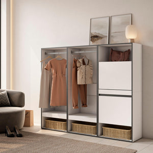 Armadio Aperto, 180x35x145cm, Camera da letto, Scarpiera, Bianco RF3487