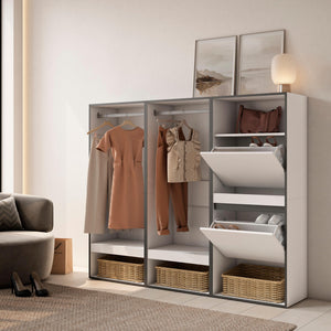 Armadio Aperto, 180x35x145cm, Camera da letto, Scarpiera, Bianco RF3487