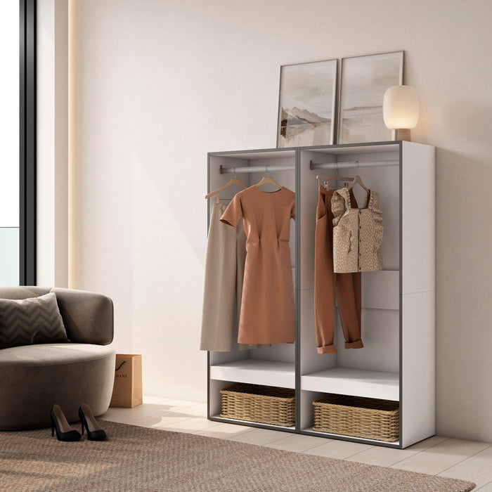 Armadio Aperto, 120x35x145cm, Camera da letto, Vestiti, scarpe, Bianco RF3484