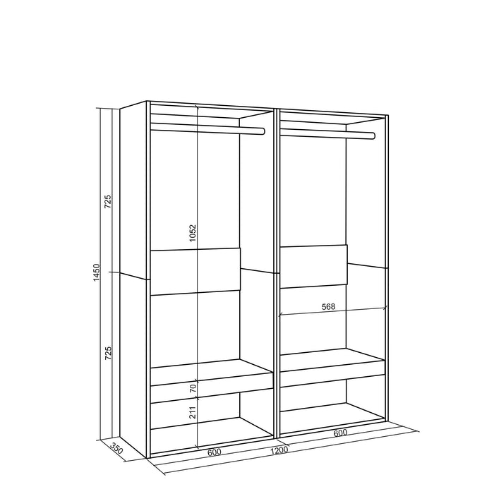 Armadio Aperto, 120x35x145cm, Camera da letto, Vestiti, scarpe, Bianco RF3484