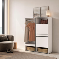 Armadio Aperto, 120x35x145cm, Camera da letto, Scarpiera, Bianco RF3483