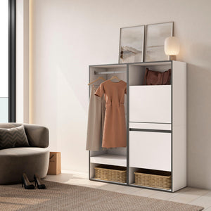 Armadio Aperto, 120x35x145cm, Camera da letto, Scarpiera, Bianco RF3483