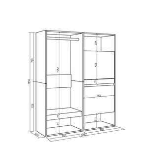 Armadio Aperto, 120x35x145cm, Camera da letto, Scarpiera, Bianco RF3483