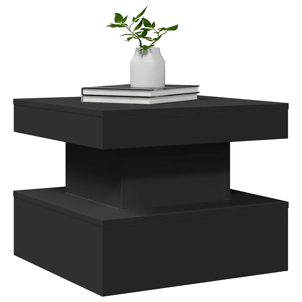 Tavolino da salotto | Tavolino da caff¨¨ | Tavolino da Soggiorno con Luci LED Nero 50x50x40 cm