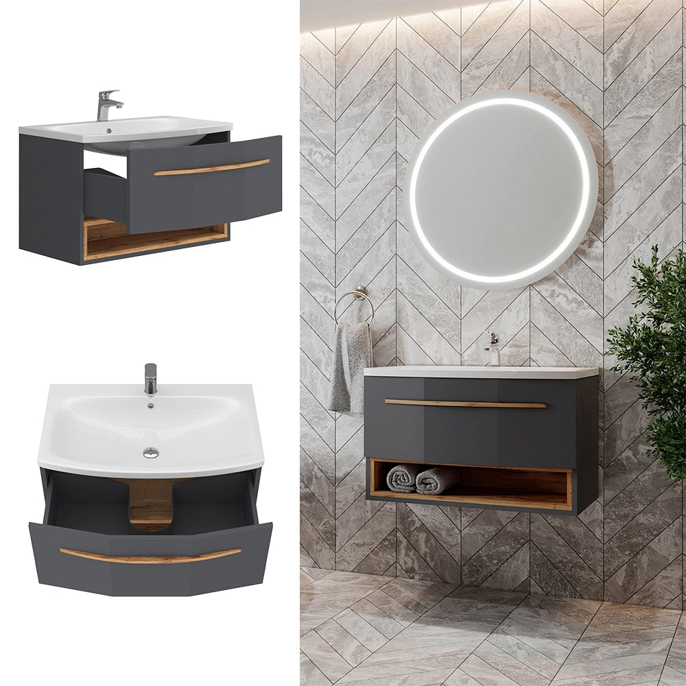 Vicco Set mobili da bagno Antracite 2 parti
