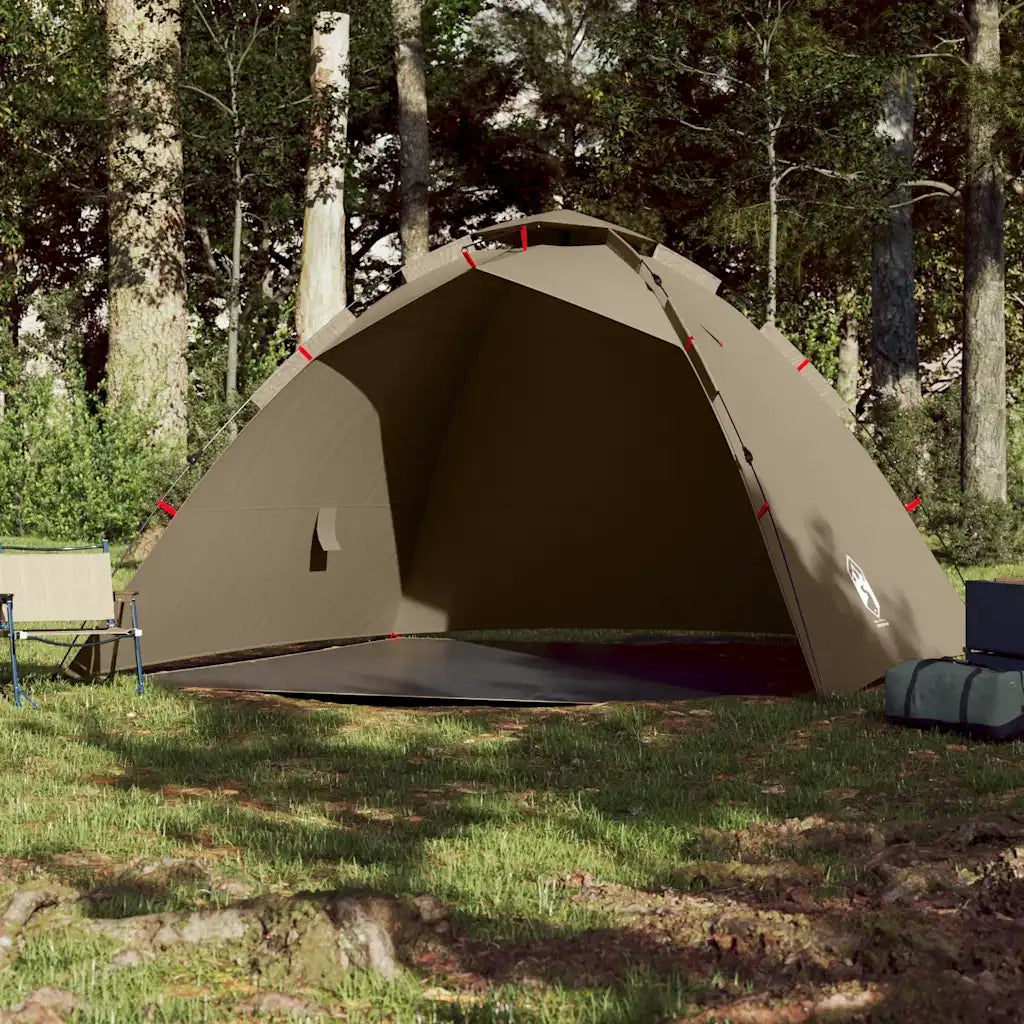 Tenda da Pesca 4 Persone-Tenda da campeggio Marrone a Rilascio Rapido 245962