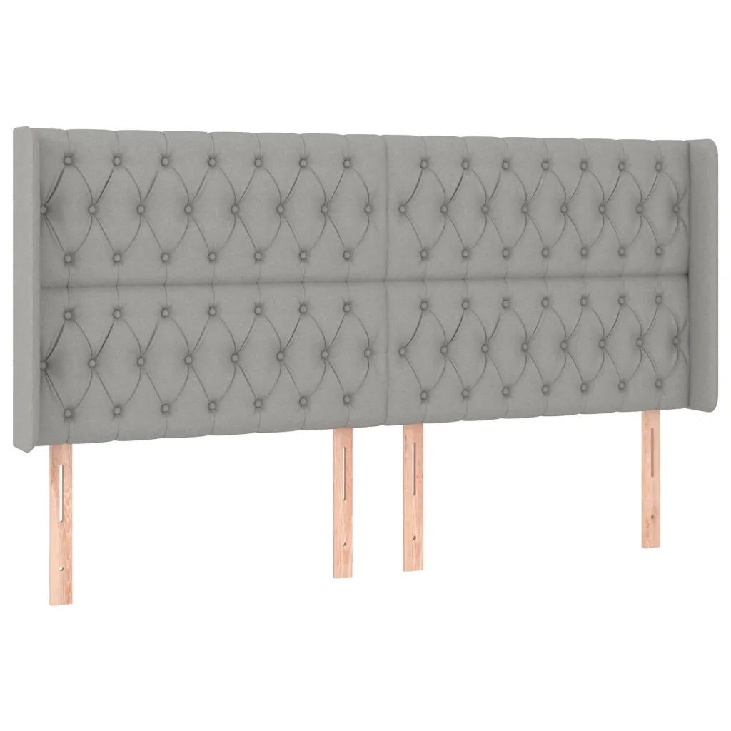Testiera | Testata ad Orecchio Grigio Chiaro 203x16x118/128 cm in Tessuto