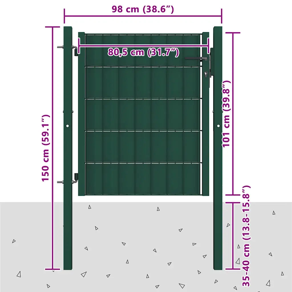 Cancello per Recinzione in PVC e Acciaio 100x100 cm Verde 145228