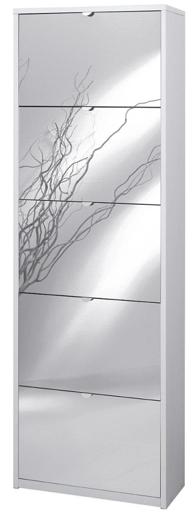 KIT SCARPIERA 5 ANTE A RIBALTA CON SPECCHIO FRONTALE H190 L63 P29 Cm FINITURA BIANCO SARMOG Sk565spk
