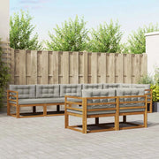 Set di divani da esterno 8 pcs Grigio Naturale e Chiaro