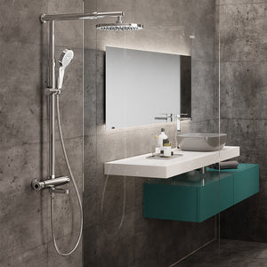 Colonna doccia cromata con braccio e asta estensibili - Serie Samoa