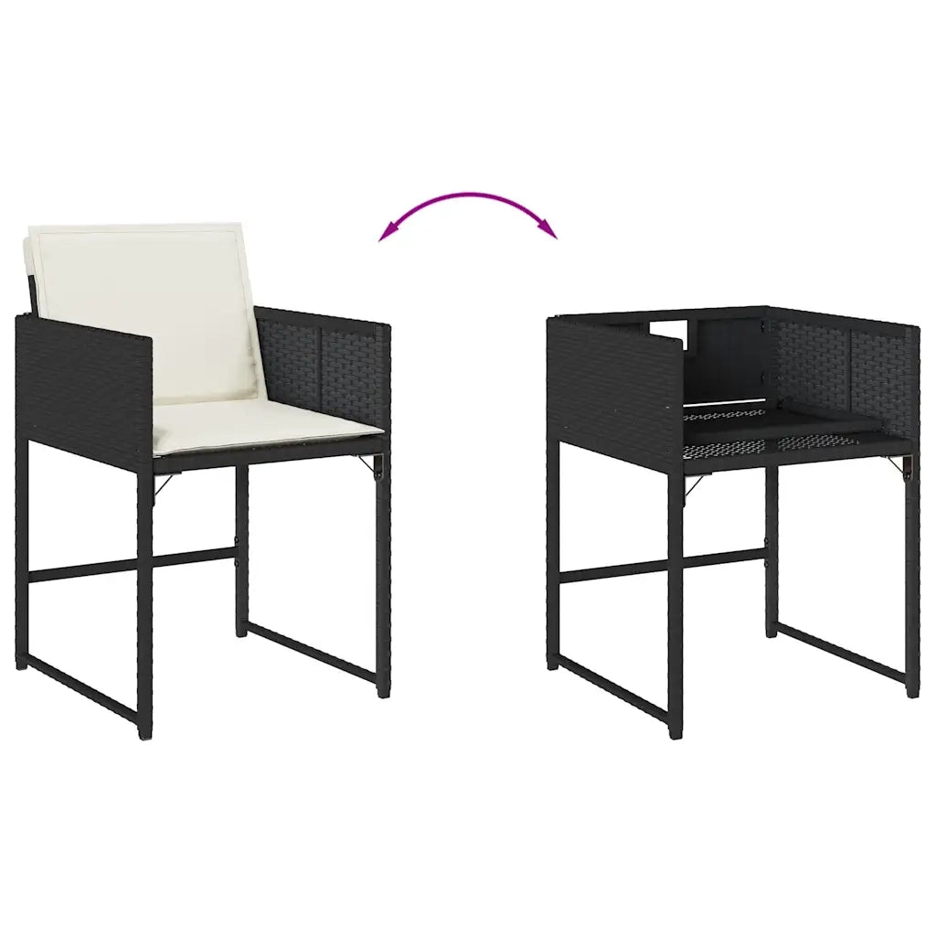 Set da Pranzo da Giardino 13pz con Cuscini Nero in Polyrattan 3278105