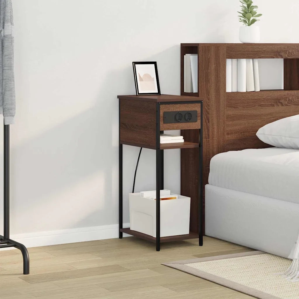 Comodino | Armadio da Notte | Mobiletto da notte Rovere Marrone 41 x 28 x 76 cm