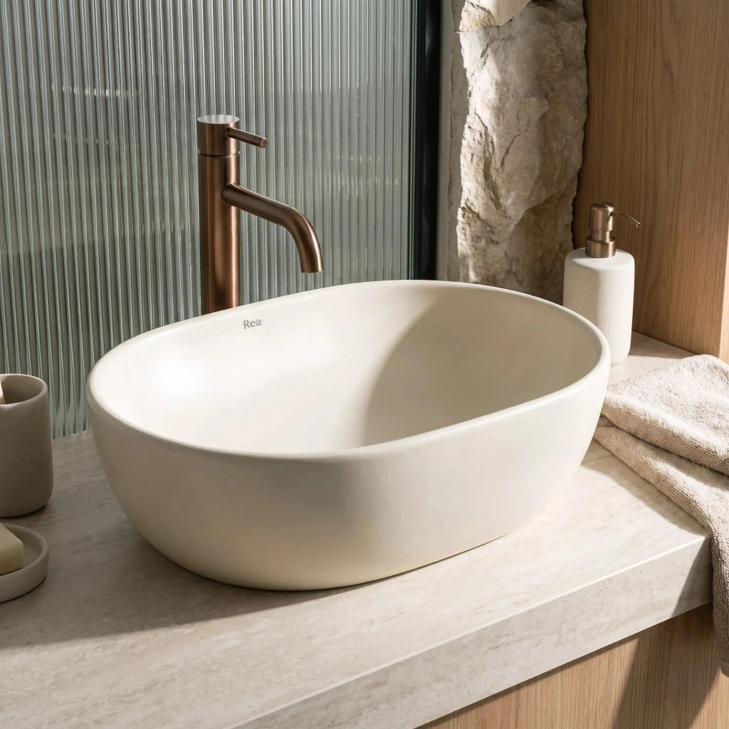 Lavabo Da Appoggio Rea Focus Creme