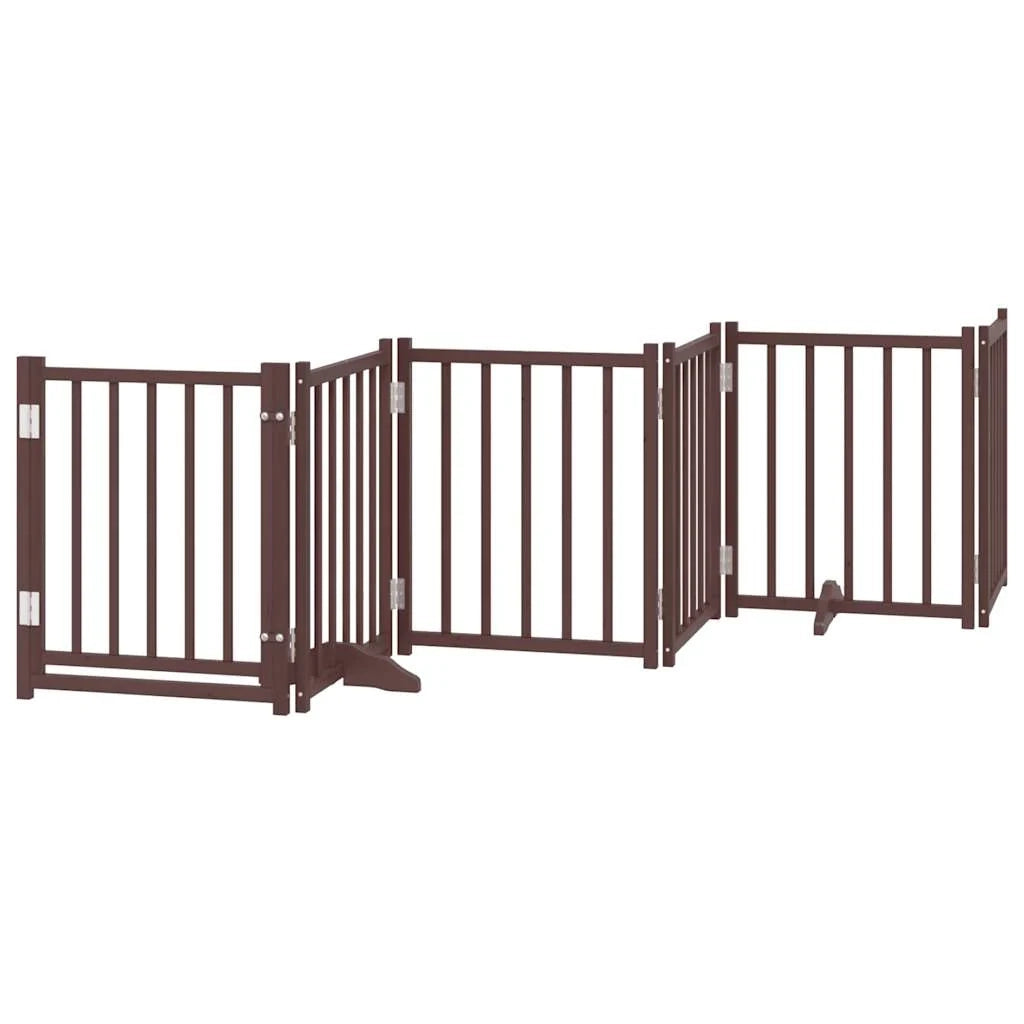 Cancelletto di sicurezza per animali domestici porta pieghevole 12 pannelli legno di pioppo marrone 02_0023170