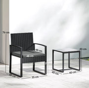 Set da giardino 2 posti 55x58x76 cm grigio scuro acciaio; cuscini sfoderabili