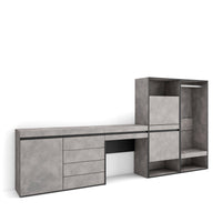 Scarpiera, 297x35x145cm, Camera da letto, Armadio Aperto, Cassettiera, Tavolo da toeletta, grigio cemento RF3529