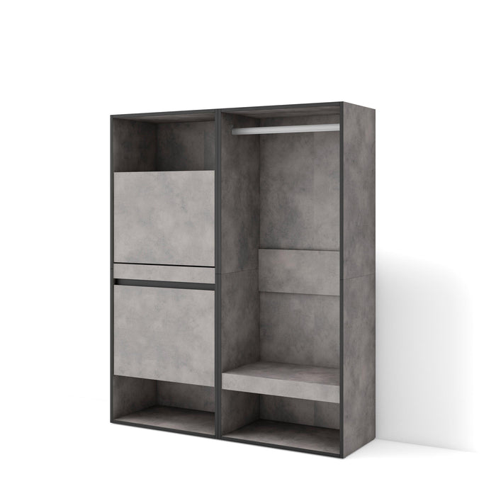 Scarpiera, 120x35x145cm, Camera da letto, Armadio Aperto, grigio cemento RF3519