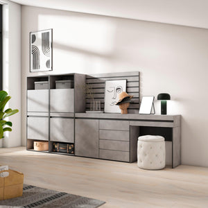 Scarpiera, 297x35x145cm, Camera da letto, Cassettiera, Pannelli Decorativi, Tavolo da toeletta, grigio cemento RF3532