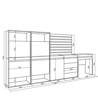 Scarpiera, 297x35x145cm, Camera da letto, Cassettiera, Pannelli Decorativi, Tavolo da toeletta, grigio cemento RF3532