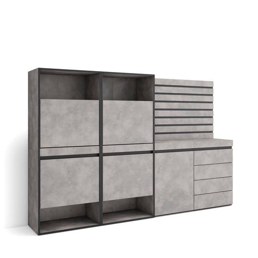 Scarpiera, 227x35x145cm, Camera da letto, Cassettiera, Pannelli Decorativi, grigio cemento RF3524