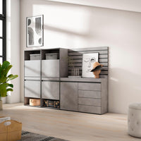 Scarpiera, 227x35x145cm, Camera da letto, Cassettiera, Pannelli Decorativi, grigio cemento RF3524