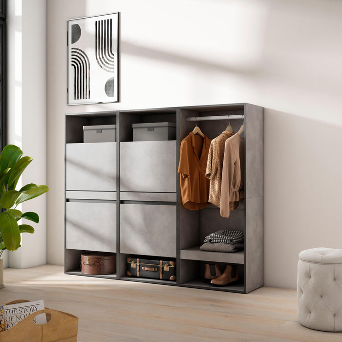 Scarpiera, 180x35x145cm, Camera da letto, Armadio Aperto, grigio cemento RF3525