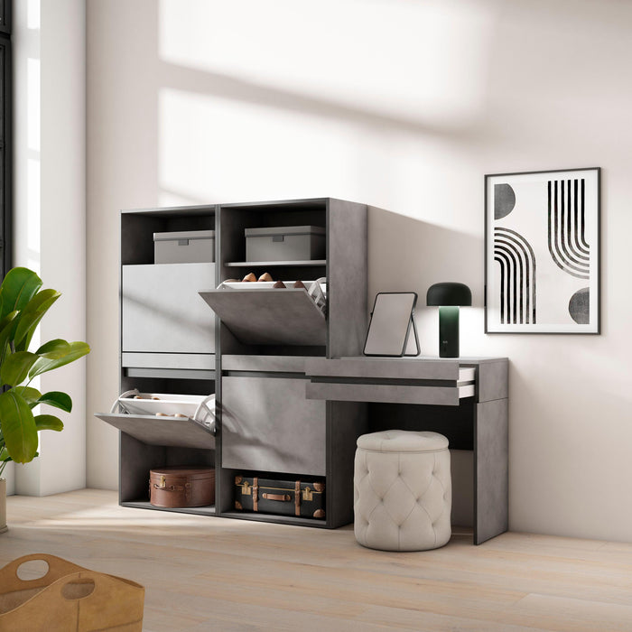Scarpiera, 190x35x145cm, Camera da letto, Tavolo da toeletta, grigio cemento RF3531