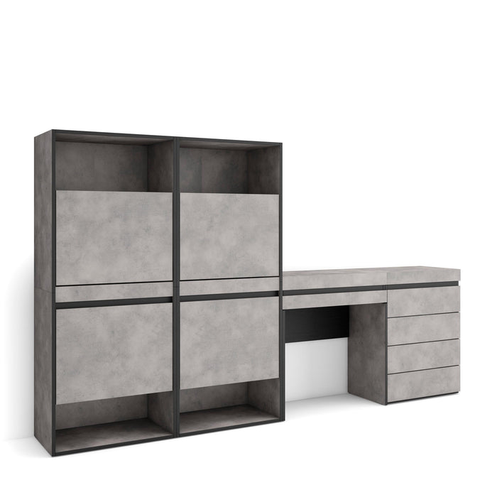 Scarpiera, 247x35x145cm, Camera da letto, Cassettiera, Tavolo da toeletta, grigio cemento RF3523