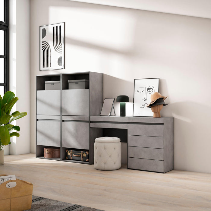 Scarpiera, 247x35x145cm, Camera da letto, Cassettiera, Tavolo da toeletta, grigio cemento RF3523